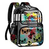 Fitvc Clear Backpack for Boys,Gamer Kids Clear Backpacks for School,17 inch Large Heavy Duty Transparent Bookbag for Boys,See Through Bag for Stadium Events