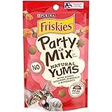 Purina Friskies Natural Cat Treats, Party Mix Natural Yums With Real Salmon and Vitamins, Minerals & Nutrients - (Pack of 10) 2.1 Oz. Pouches