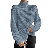 Cyber Deals Monday Women's Turtleneck Sweaters Slouchy Knit Chunky Sweater Fall Winter Fashion Cable Weaving Long Sleeve Pullover Girl Sweaters Light Blue 3X