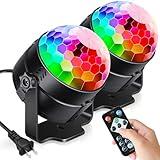 Luditek 2-Pack Sound Activated Party Lights with Remote Control, Disco Ball Light, DJ Strobe Lamp for Home Room Dance Party Supplies White Elephant Gifts Birthday Christmas Halloween Party Decorations