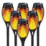 IkeeRuic Solar Lights Outdoor, Solar Torch Light with Flickering Flame for Garden Decor, Solar Garden Lights, Waterproof Outdoor Lighting, Flame Torches for Outside Patio Pathway Yard Decorations