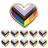 50/Pack Heart New Progress Inclusive Pride Lapel Pins Bulk- LGBTQ Transgender Rainbow Lesbian Bisexual Gay Progressive Pin Brooch Badge for Men Women Clothes Lapel or Fabric Bags Hats