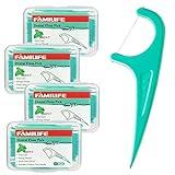 FAMILIFE Floss Picks, 240 Count Mint Dental Floss Picks, Tooth Picks Flossers with 4 Travel Handy Cases, Helps to Fight Tooth Decay and Keep Your Teeth Clean, Floss Sticks for Family