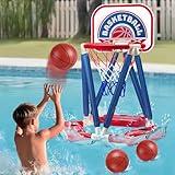 Floating Pool Basketball Hoop, Pool Basketball Hoop with 3 Balls and Pump, Swimming Pool Toys Water Game for Kids Ages 4-8, 8-12 and Adults, Indoor Outdoor Play