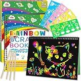 ZMLM Scratch Paper Art Craft Christmas Gift: 2 Pack Rainbow Scratch Art Set for Kids Drawing Coloring Craft Black Magic Art Supplies Kits for Girls Boys Birthday Easter Christmas Craft Toys