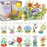 TOY Life 36 Pack Party Favors for Kids, Tiny Plants Mini Flowers Building Blocks Set for Classroom Prize, Flowers Botanical Succulents Building Toy with Gift Cards, Birthday Gifts for Boys Girls 6+