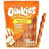 Hartz Oinkies Tender Twists with Real Chicken Breast Rawhide-Free Dog Treats, Highly Digestible Dog Chews, 18 Count