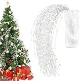 Wootkey 10 Pack 37" Long Artificial Glitter White Berry Stem Decorative Branches Bead Sticks Fake Christmas Picks White Ornaments for Christmas Tree Holiday DIY Wreath Crafts Home Large Vase Decor