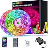 Tenmiro 65.6ft Led Strip Lights, Ultra Long RGB Color Changing LED Light Strips Kit with 44 Keys Ir Remote Led Lights for Bedroom, Kitchen, Home Decoration