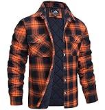 MAGCOMSEN Mens Flannel Shirts Jacket Long Sleeve Button Down Jacket Heavy Weight Casual Jacket Fleece Jacket Plaid Jacket Padded Jacket Winter Coat