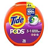 Tide PODS Liquid Laundry Detergent Soap Pacs, Powerful 3-in-1 Clean in One Step, He Compatible, Spring Meadow Scent, 76 Count