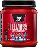 BSN CELLMASS 2.0 Post Workout Recovery with BCAA, Creatine, & Glutamine - Keto Friendly - Blue Raz, (25 Servings)