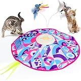 Wn's Day Rechargeable Cat Toys,Hide and Seek Game Interactive Cat Toys for Indoor Cats,Moving Wand Feather Cat Stimulation Toys,Touch Activated Cat Enrichment Toys for Bored Indoor Adult Cats(Pink)
