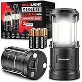 GearLight Camping Lantern - 2 Portable LED Battery Powered Lantern with Magnetic Base and Foldable Hook for Emergency Use or Campsites, Essential Hurricane Survival Kit with Batteries