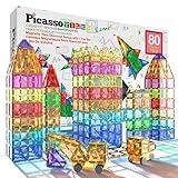PicassoTiles 80 Pcs Magnetic Building Tiles Magnet Building Block Toys W/Car Diamond Educational Construction Playset Toy for STEM Sensory Gifts Kid Brain Development Stacking Blocks Construction Set