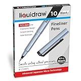 Liquidraw Black Fineliner Pens - 10 Set | Fine Point 0.5 mm Tip | Storage Wallet | Black Colored Pens For Artists, Handwriting, Drawing, Calligraphy, Sketching | Ergonomic Design | Fade Resistant Ink