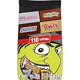 SNICKERS, TWIX, MILKY WAY, & 3 MUSKETEERS Chocolate Halloween Candy Bar Individually Wrapped Trick or Treat Assortment, 110 Ct Bulk Bag