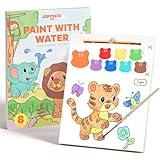 Jar Melo Paint with Water Books for Toddlers, Mess Free Watercolor Painting Activity for Kids Ages 1-3, 2-4, 4-6, Paint by Number Art Craft Coloring Gift with Brush, Kids Stocking Stuffers, Animals