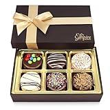 Gourmet Cookies Gift Basket - Delicious Chocolate Gift Basket Great for Birthday Treats for Women and Men - Fancy Chocolate Covered Cookies for Gifting, 6 Count