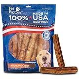 Pet Factory 100% Made in USA Beefhide 8" Rolls Dog Chew Treats - Peanut Butter Flavor, 15 Count/1 Pack