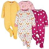 Onesies Brand Baby Girl's 4-Pack Sleep 'N Play Footies Multi Pack, Fox, Newborn