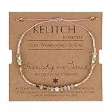 KELITCH Women Strand Bracelets Seed Beaded Bracelets Thin Rope Friendship Bracelets Handmade Jewelry