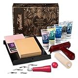 Speedball Deluxe Block Printing Kit - Includes Inks, Brayer, Bench Hook, Lino Handle and Cutters, Speedy-Carve Block, Mounted Linoleum Block (3472)