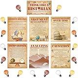 Outus 47 Pieces Thinking Poster Social Studies Bulletin Board Decoration with Light Bulb Cutouts Think Like a Historian Poster for Middle School High School Office Home Classroom Supplies (Vintage)