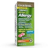 GoodSense Children's All Day Allergy Relief, Cetirizine Hydrochloride Oral Solution 1 mg/mL, Bubble Gum Flavor, Dye Free, Sugar Free, 4 Fluid Ounce