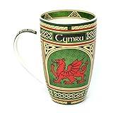 Clara Craft Wales Porcelain Coffee Mug - Welsh Red Dragon Porcelain Cup with Irish Celtic Knots Design, Made of New Bone China 400ml/14fl oz