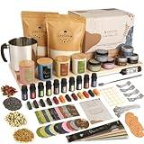 SAEUYVB Candle Making Kit - DIY Starter Soy Candle Making Supplies/Kit - Soy Wax, 10 Jars & Tins, 10 Pleasant Scents, Color Dyes & More，Perfect Candle Making Kit for Adults