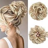 CJL HAIR Large Messy Bun Hair Piece Wavy Curly Scrunchies Synthetic Chignon Ponytail Hair Extensions Thick Updo Hairpieces for Women Dirty Blonde