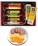 Wisconsin's Best & Wisconsin Cheese Company - Gourmet Variety 100% Wisconsin Cheese & Original, Garlic & Jalapeno Cheddar Summer Sausage Sampler Holiday Christmas Gift Basket.