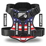 Demigreat Service Dog Harness, Reflective Dog Vest Harness with 5 PCS Patches, Adjustable Soft Oxford Pet Harness, Inner Layer Mesh, Easy to Control for Small Medium Large Dogs