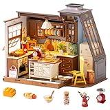 ROBOTIME DIY Miniature House Kit Dollhouse Kit for Adults Mini Tiny House Kit with Furniture Building Model Kit Crafts Creative Gift for Boys Girls (Baking Kitchen)