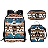 GLENLCWE Retro Mexico Indian Navajo Print Kids Backpack and Lunch Bag,Children’s School Bookbag with Lunch Box Pencil Case for School Travel Picnic