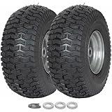 (2 Pack) WEIZE 15x6.00-6 Tire and Wheel Assembly, Replacement Riding Lawn Mower Front Tires, Compatible with Craftsman Riding Lawn Mowers, 3" centered Hub, 3/4" Bushing