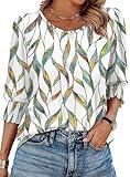 XIEERDUO Blouses for Women Dressy Casual 3/4 Sleeve Womens Spring Fashion 2025 Shirts for Women Trendy M
