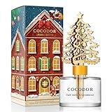 COCODOR Christmas White Tree Reed Diffuser/Dark Vanilla&Sandalwood/ 6.7oz / Scent Fragrance Oil Diffuser for Bedroom Bathroom Home Décor for Xmas