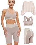 Gym Sets Women 2 Piece or 3, Matching Workout Set Women Shorts Bra, Yoga Workout Outfit, Fitness Exercise Clothes Running Set