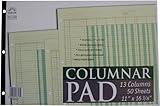 Norcom Columnar Pad 13 Columns, 11 x 16.375 Inches, 50-Sheets, Green (76713-10)