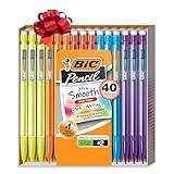 BIC Xtra Smooth Mechanical Pencils with Erasers, Bright Edition Medium Point (0.7mm), Writes Smooth & Dark, Doesn't Smudge, Erases Cleanly, 40-Count Gift Set in Assorted Colors