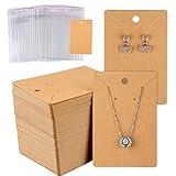 MIAHART 150 Set Earring Card with 150 Pcs Bags, Earring Card Holder Blank Kraft Paper Tags for DIY Ear Studs Necklace Jewelry Display (Brown)