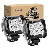 Nilight Led Pods 2Pcs 18W 1260LM Spot Led Off Road Lights Super Bright Driving Fog Boat Lights Led Work Light Bar for Trucks Pickup Golf Cart SUV ATV UTV 4x4 Van Camper