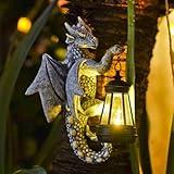 Fashionoda Dragon Tree Hugger with Solar Lantern - 9.3 Inch Resin Dragon Statue for Outdoor Garden Decor - Ideal Dragon Housewarming Gifts & Birthday Gifts for Grandma Mom Women