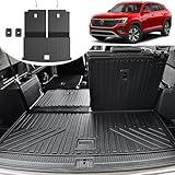 HOUCLEMIC Cargo Mat with Backrest Mat Compatible with 2018-2024 Volkswagen Atlas-All Weather Black TPE Cargo Liner for VW Atlas SE SEL Accessories-6&7 Seats 2022 2023 2024