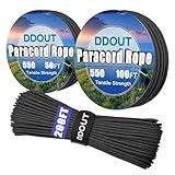 DDOUT Paracord Rope with 7-Strand Core, Nylon Rope 4mm, 11 Colors and 50/100/200 ft, Type III Parachute Cord for Camping, Survival, Hiking, DIY, Crafting, Outdoor, Black 50ft