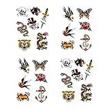 SanerLian Anchor Skull Swallow Temporary Tattoo Sticker Waterproof Adult Men Women Hand Arm Shoulder Body Art 15X11cm Set of 4 (SF165)