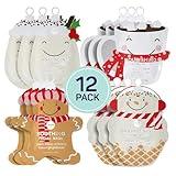 SpaLife Holiday Treats Facial Masks 12-Pack Assorted - Festive Christmas Skincare for Soothing and Nourishing - Gingerbread, Sundae, Cocoa & Eggnog