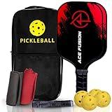 ACE FUSION - Pickleball Paddles Set of 2 with Premium Fiberglass Surface, 2 Pickleball Rackets, 4 Pickleballs,1 Portable Carry Bag, Pickle Ball Paddle Set ​for Beginners to Pros